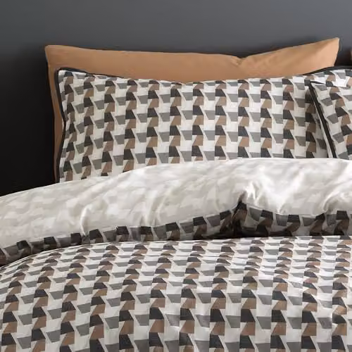 Appletree Hygge Double Duvet Cover and Pillowcase Set in Brown and Black, 100% Cotton with Geometric Graphic Pattern, 200 x 200 cm – 3