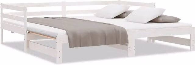 Berkfield Home White Rustic Pull-out Day Bed with Drawers, Solid Pine Wood, W/D/H: 160 x 200 x 80 cm – 1