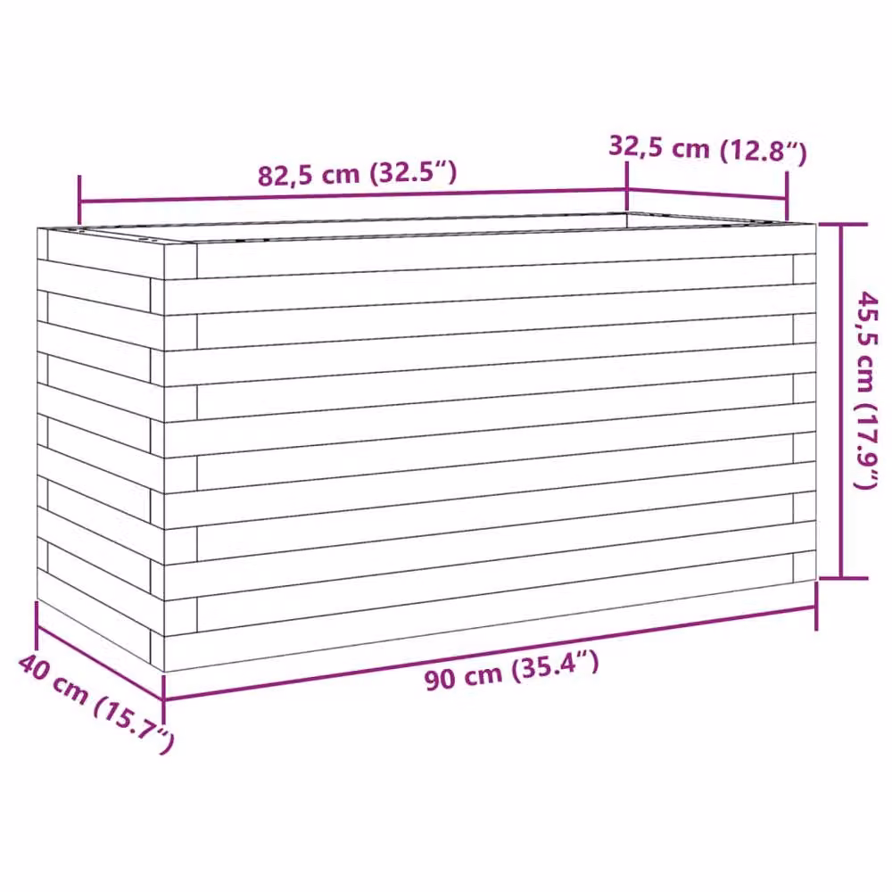 Berkfield Home Decorative Garden Planter in Brown Solid Wood, W/D/H: 90 x 40 x 45.5 cm – 2