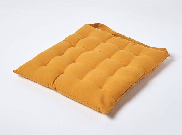 Homescapes Cotton Seat Pad in Yellow, W/D/H: 40 x 40 x 4 cm – 1