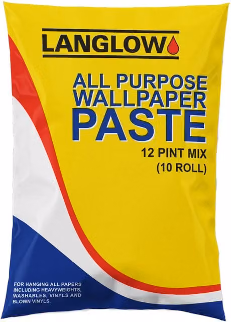 Langlow All Purpose Powder Wallpaper Adhesive, Water Based and Mould Resistant for Paper and Heavy Vinyl