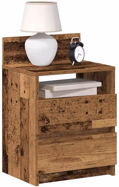 Berkfield Home Set of 2 Bedside Cabinets with 2 Drawers in Brown Old Wood, W: 40 cm, D: 33 cm, H: 60 cm