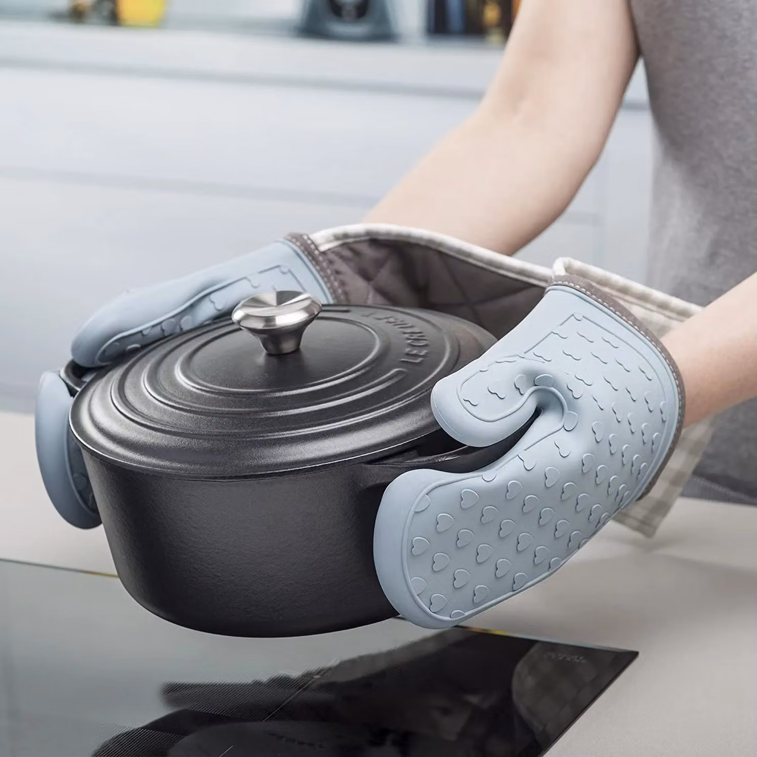 Zeal Steam Stop Waterproof Silicone Double Oven Gloves in Blue – 2