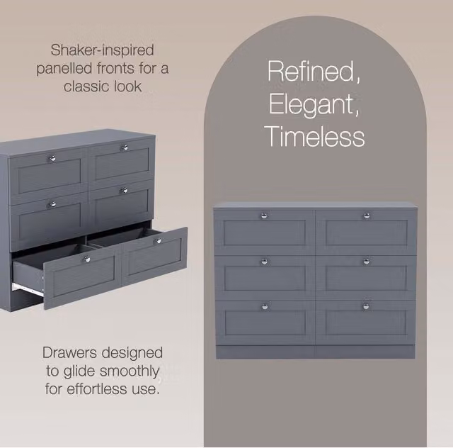 Vida Designs Altino 6 Drawer Chest in Grey