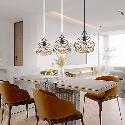 Globo Lighting Bar Pendant Ceiling Light with 3 Hangers in Black and Brown – 2