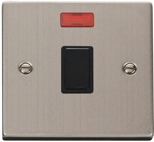 SE HOME Modern Black and Silver Stainless Steel Surface Mount 1 Gang 20A DP Switch