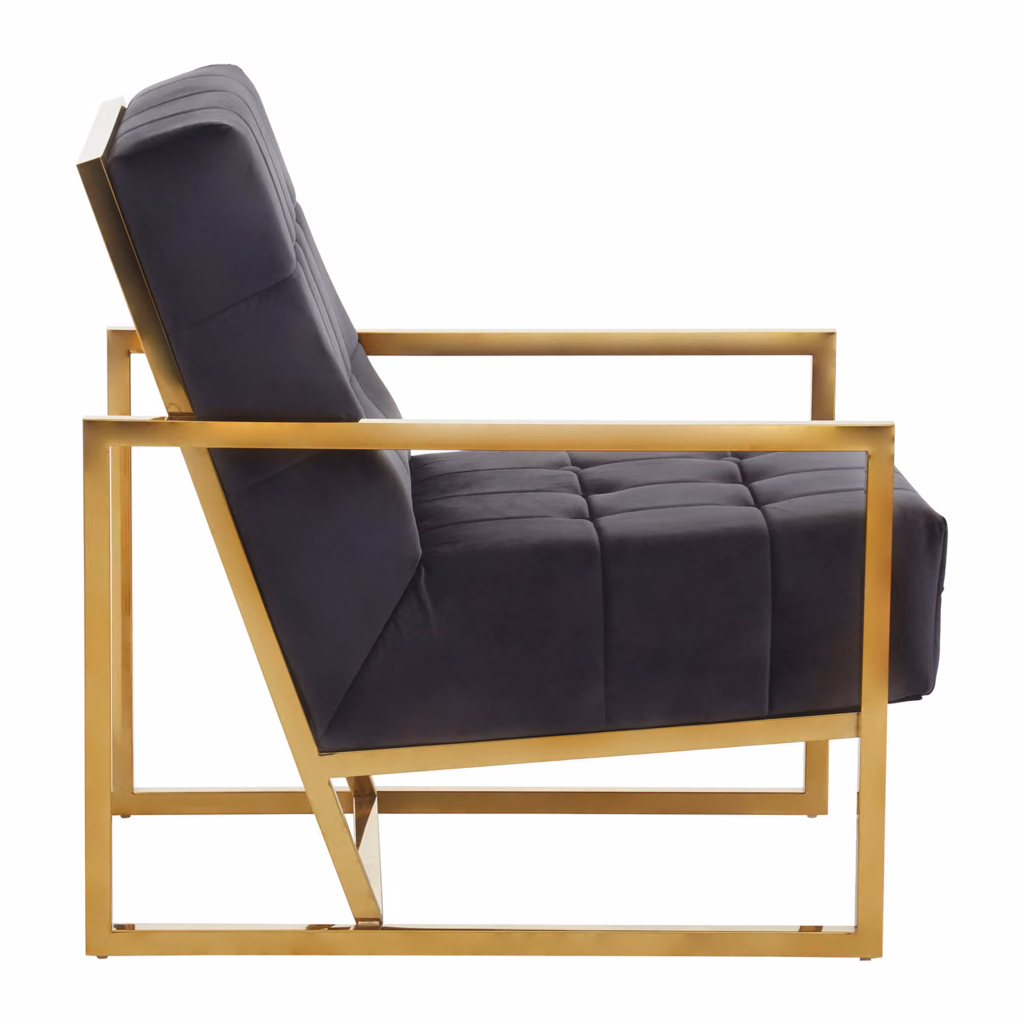 Orsina Black Velvet Armchair with Gold Metal Frame – 3