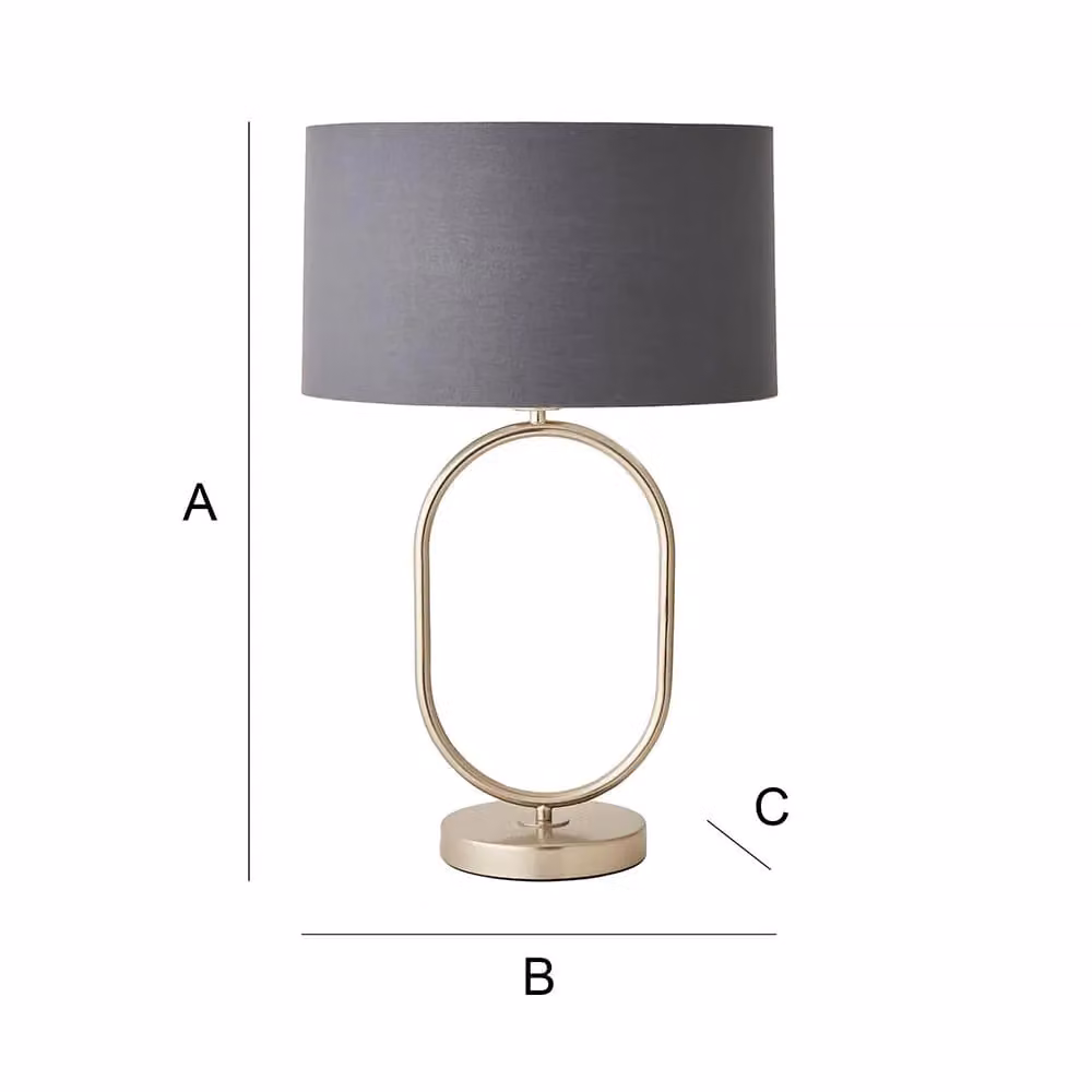 ValueLights Antonia Oval Table Lamp with Charcoal Fabric and Chrome Drum Shade – 2
