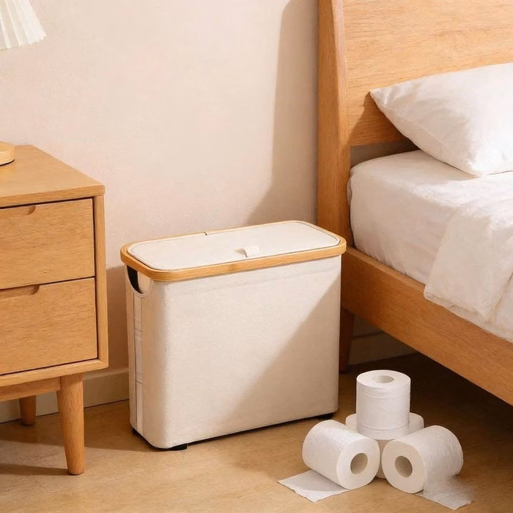 Kelvenix Waterproof Freestanding Toilet Paper Storage Stand with Lid, White – 3