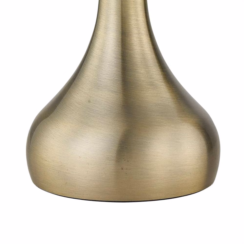 First Choice Lighting Romana Antique Brass Touch Table Lamp with Beige Linen Shade – 2