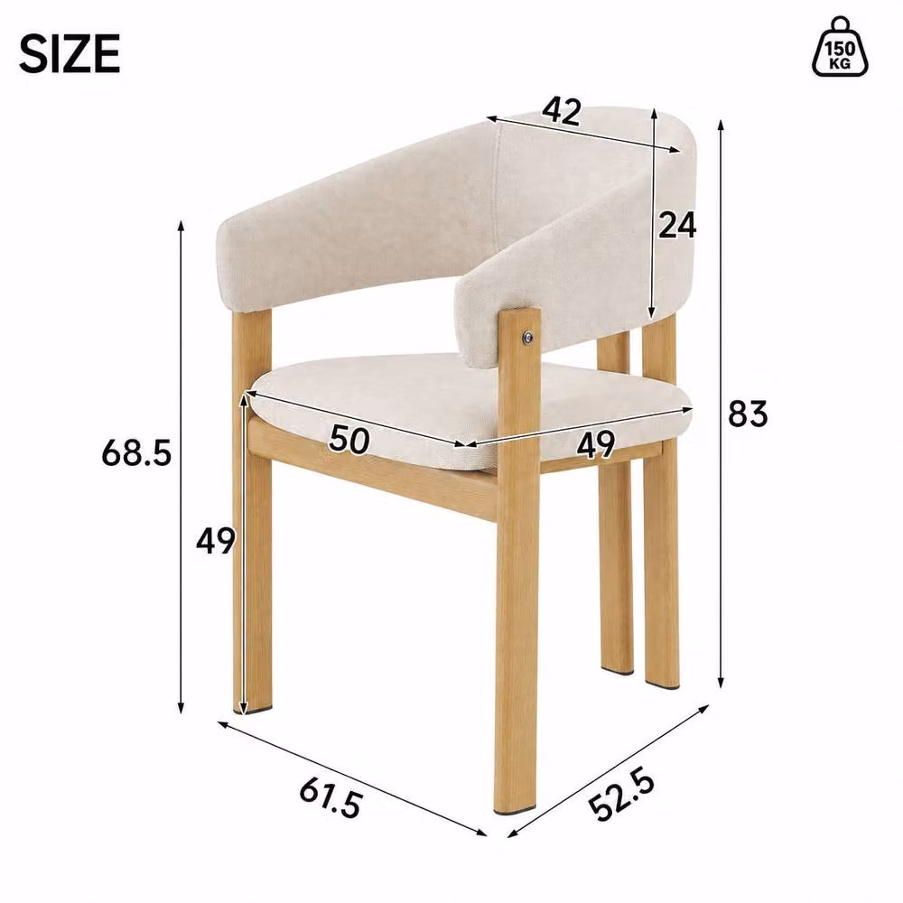Merax Set of 2 Modern Metal and Fabric Dining Chairs with Walnut Finish in Beige and Brown – 2