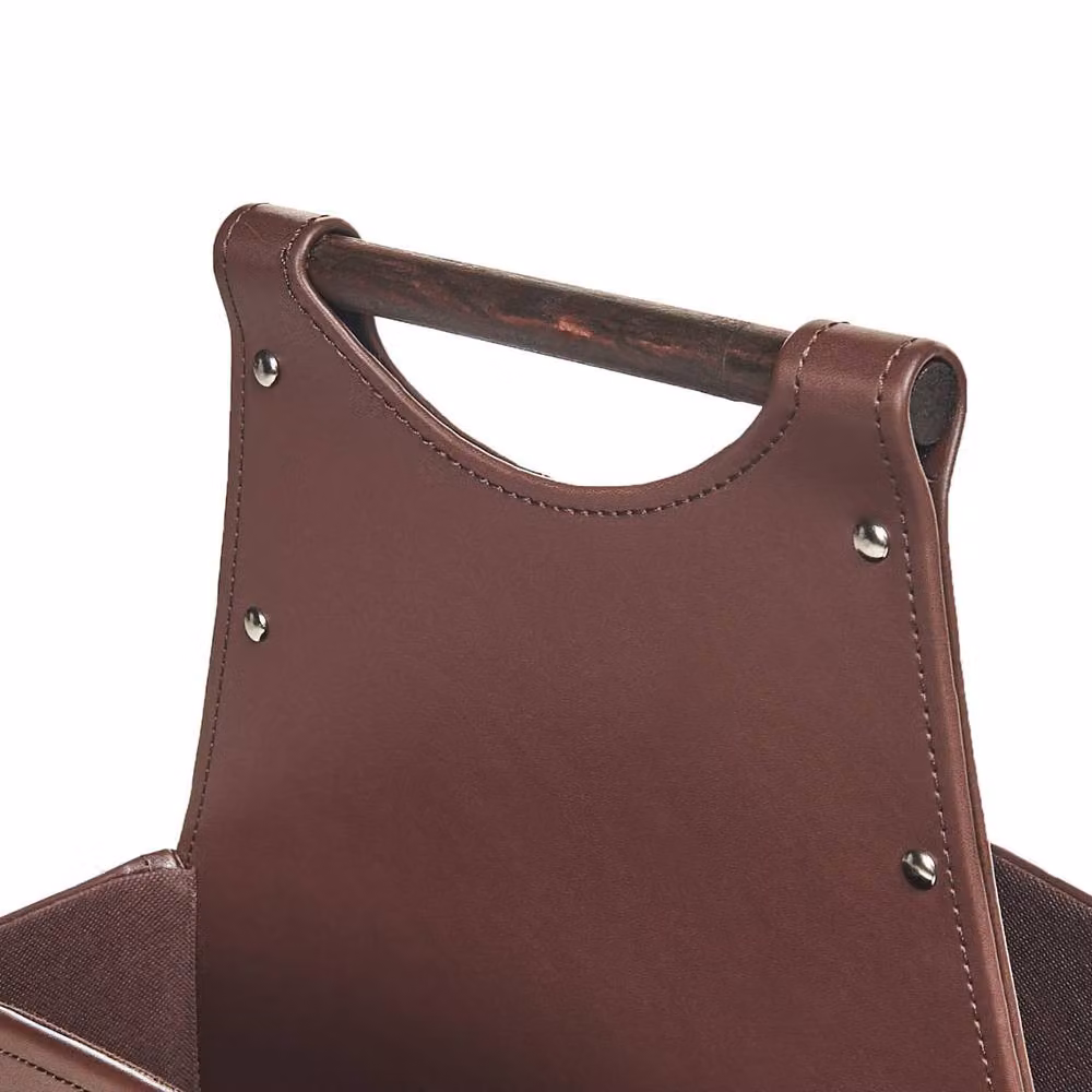 Wyld and Coco Brown Faux Leather Storage Basket with Handles – 5