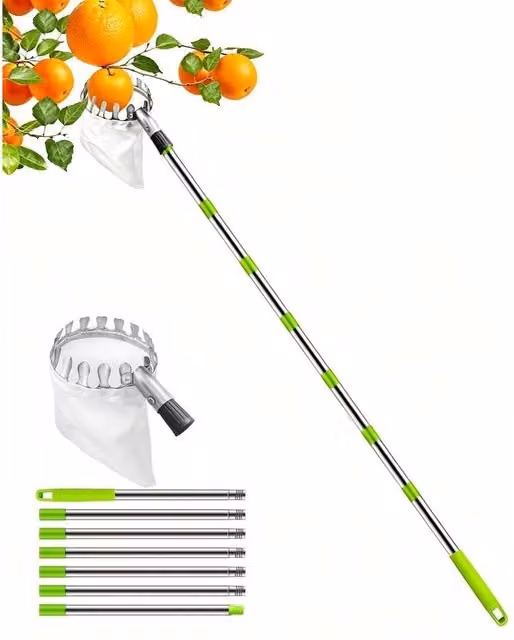 NESTLUNE Silver Telescopic Handle Apple Fruit Picker Tool
