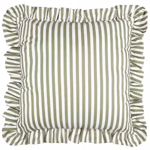Riva Home Green Striped Square Polyester Filled Outdoor Cushion W/D/H: 50 x 50 x 50 cm