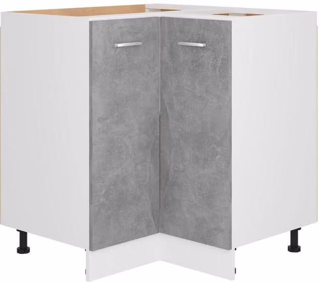 Berkfield Home Corner Bottom Cabinet in Concrete Grey, W/D/H: 75.5 x 75.5 x 80.5 cm