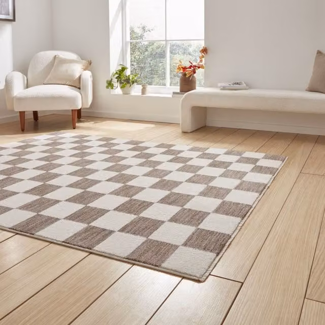 The Rug Shop UK Modern Geometric Grey Polyester Easy To Clean Area Rug W: 200 cm, L: 290 cm