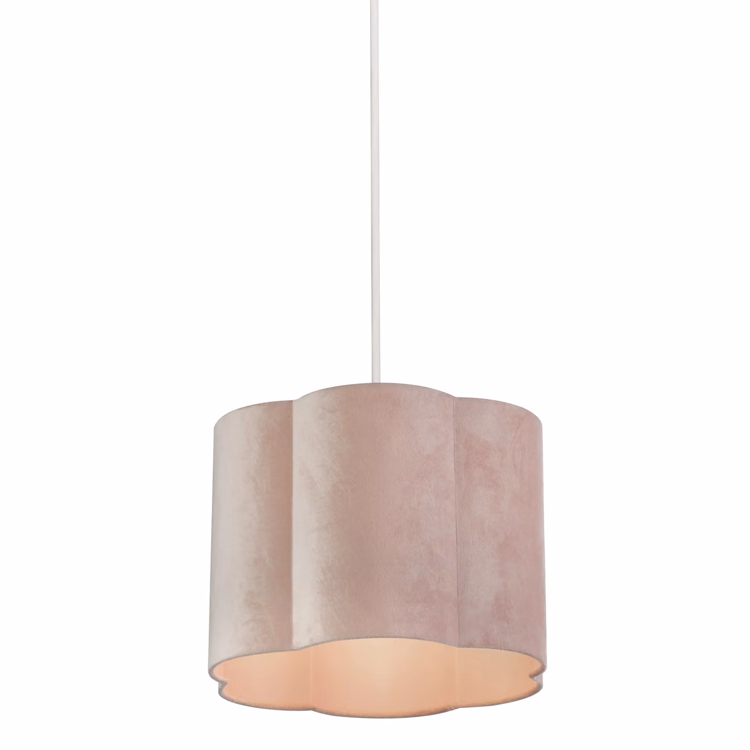 Lighting Collection Blush Scallop Fabric Lamp Shade in Pink – 2
