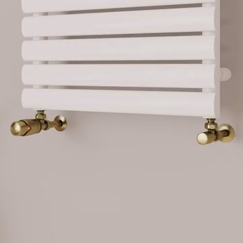 UK Radiators Stirling Bold Antique Brass Thermostatic Radiator Valve and Lockshield Set – 2