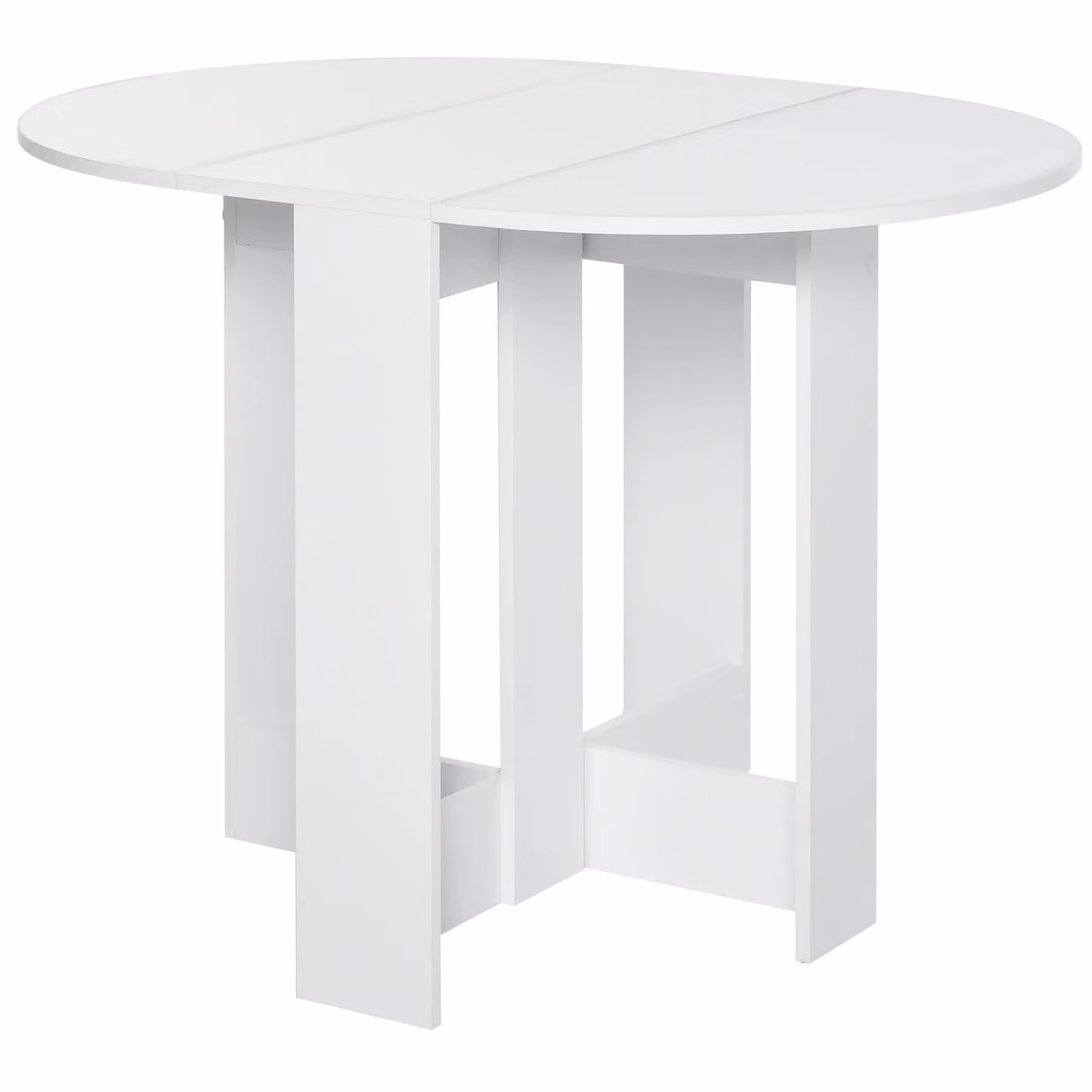 HOMCOM Modern Round Drop Leaf Folding Dining Table in White – 2