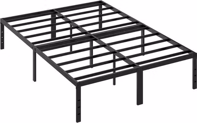 KORVIXA Double Metal Bed Frame in Black, W/D/H: 135 x 190 x 35 cm