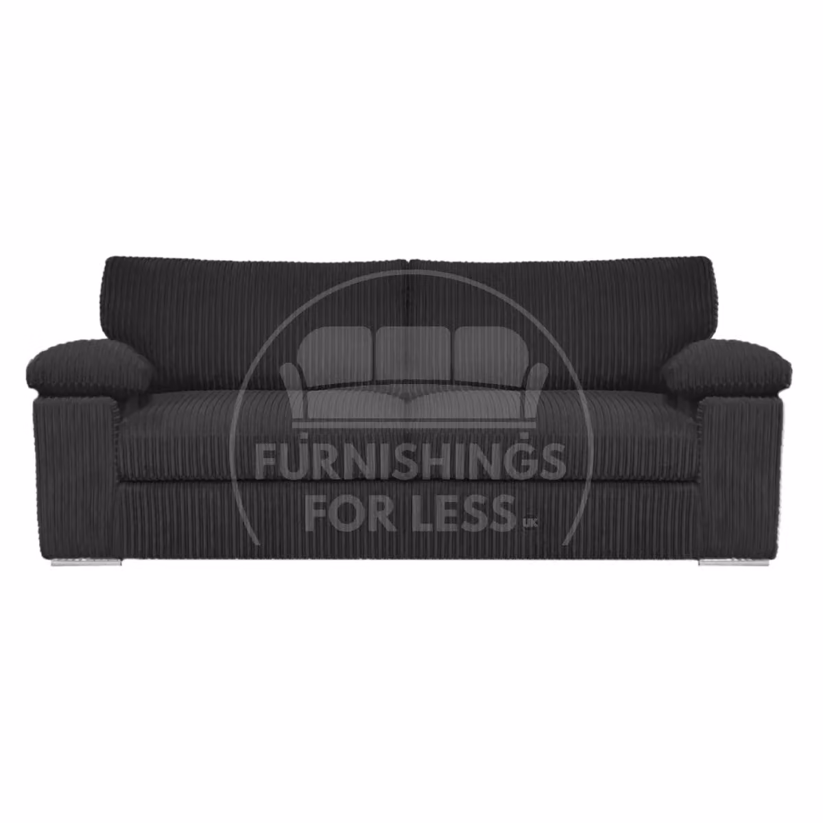 Furnishings For Less UK Delta Black Jumbo Cord Fabric Sofa Suite with Padded Arms, 3 and 2 Seater – 2