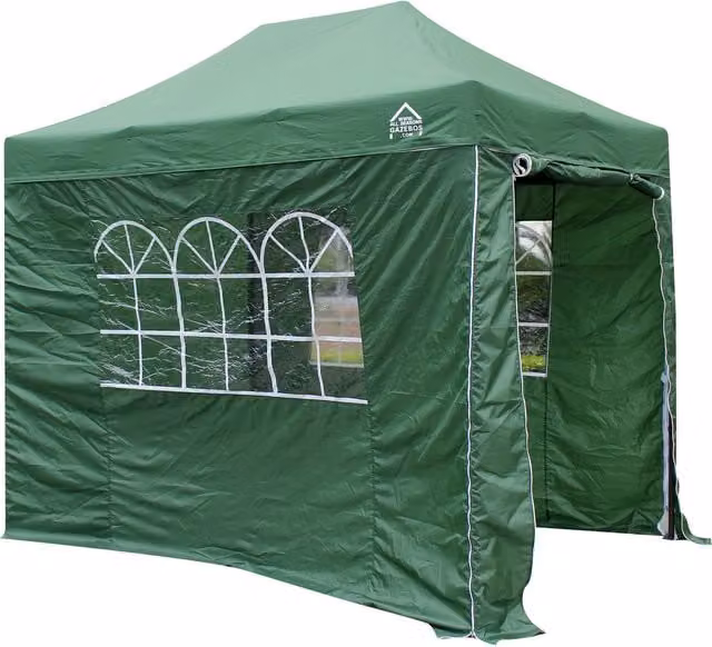 All Seasons Gazebos 3x2m Pop Up Gazebo with 4 Sides in Green and Black
