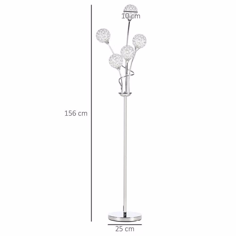 EONLION Silver Metal Sphere Floor Lamp for Living Rooms, H 156 cm – 2