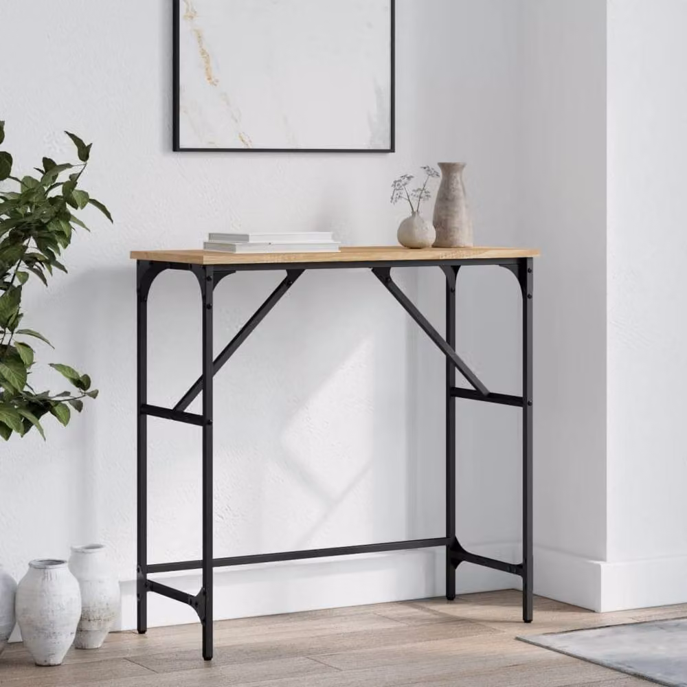Berkfield Home Sonoma Oak Console Table in Brown, W/D/H: 75 x 32 x 75 cm – 2