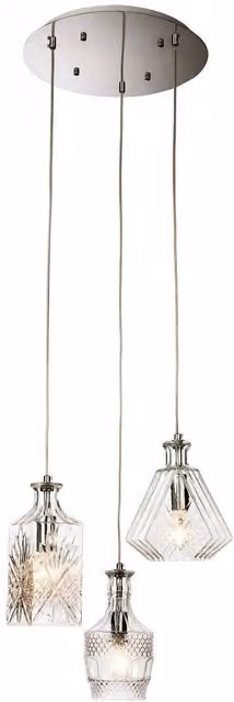 Firstlight Decanter 3 Light Ceiling Cluster Pendant in Chrome and Transparent Glass with E14 Base