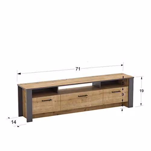 Decorotika Manhattan Modern TV Stand and Media Console in Grey and Oak – 2