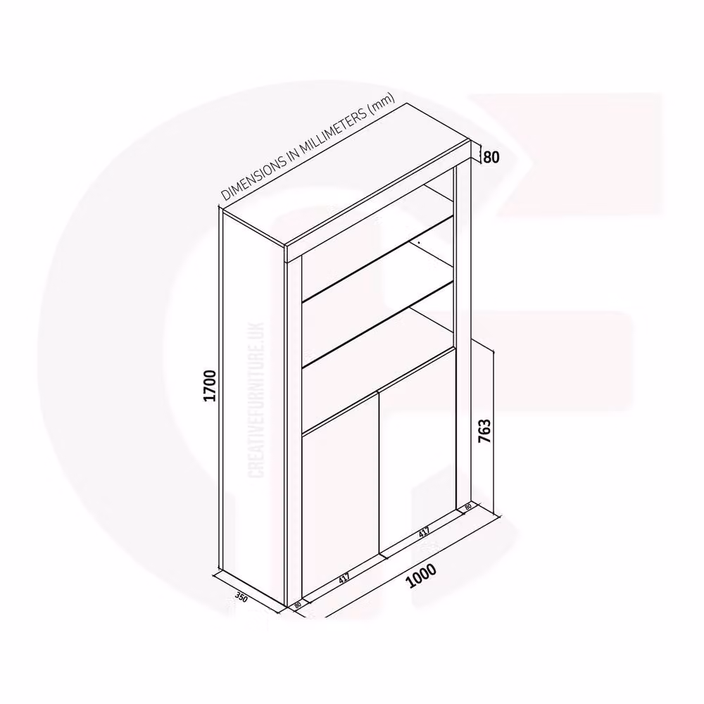 Mex Furniture LTD Spectrum Display Cabinet in Dark Oak and Black with LED Lighting, W/D/H: 170 x 35 x 100 cm – 5