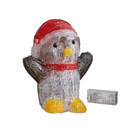 Samuel Alexander Light Up Christmas Ice Penguin with 12 LEDs, White and Multicolour, H 16 cm – 2