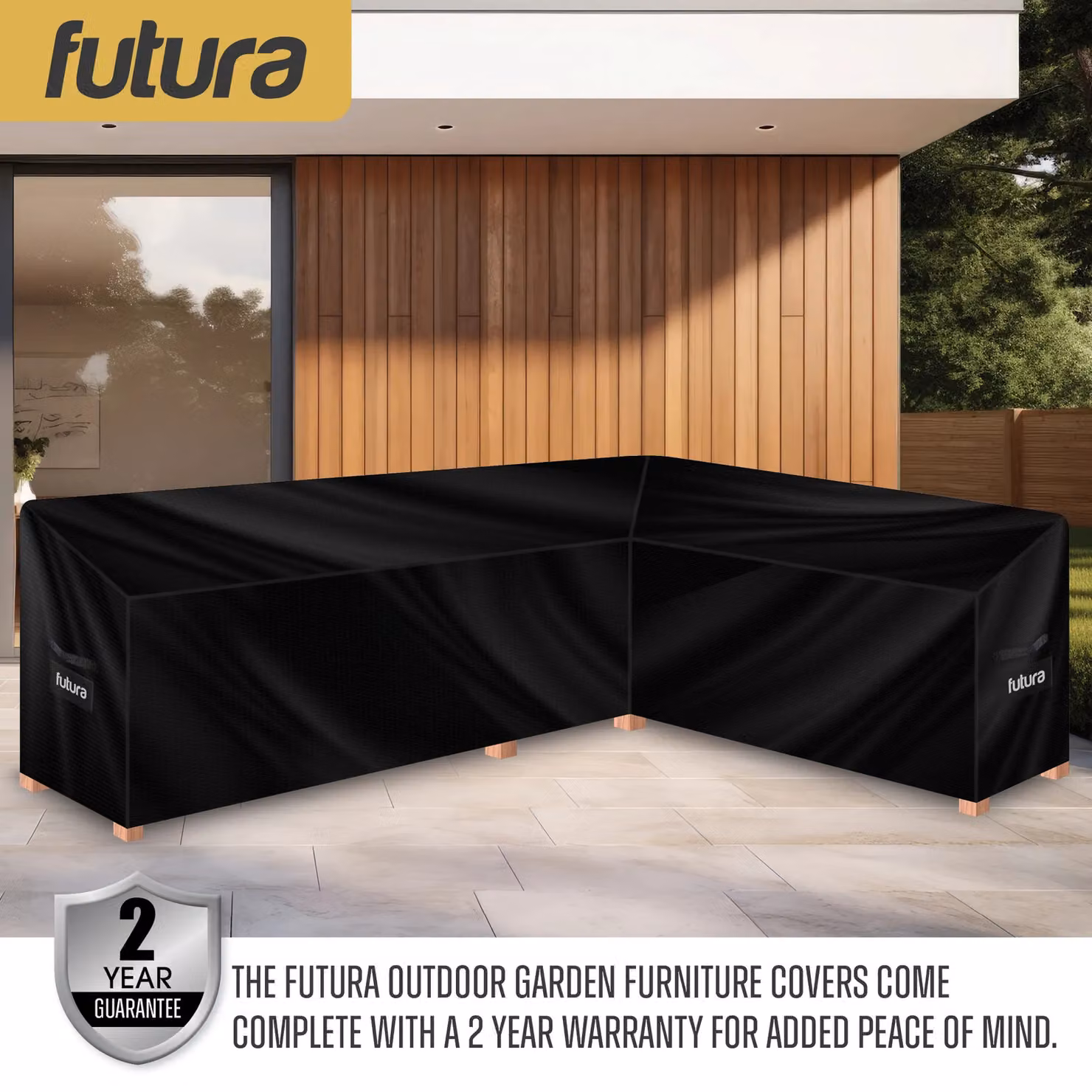 Futura Waterproof L Shaped Garden Furniture Cover in Black, 420D Oxford Fabric, W/D/H: 260 x 210 x 80 cm – 9