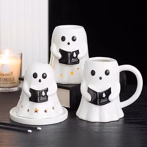 Something Different Wholesale Ghost Stories Ceramic Halloween Oil Burner and Tealight Warmer in White – 2