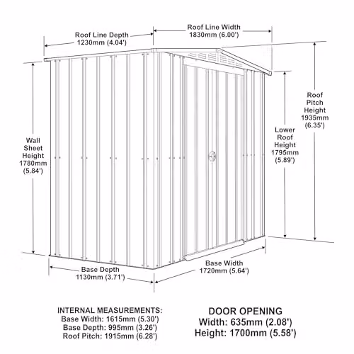 Globel Grey Metal Garden Storage Shed with Apex Roof, Sliding Double Doors and Air Vents – 2