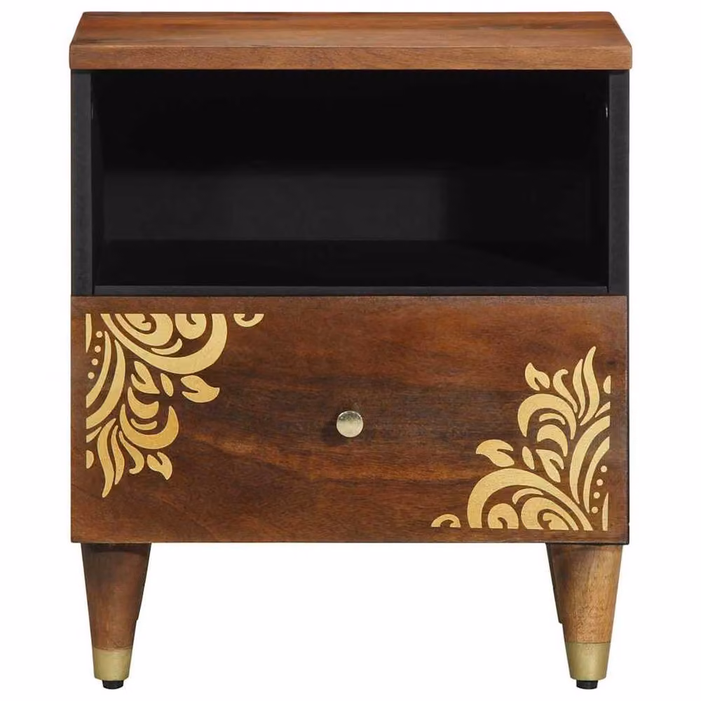 Berkfield Home Solid Mango Wood Bedside Cabinet in Brown, W/D/H: 40 x 33 x 46 cm – 2
