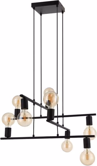 Loops Black Metal 8-Bulb Pendant Ceiling Light with Up and Down E27 Holders