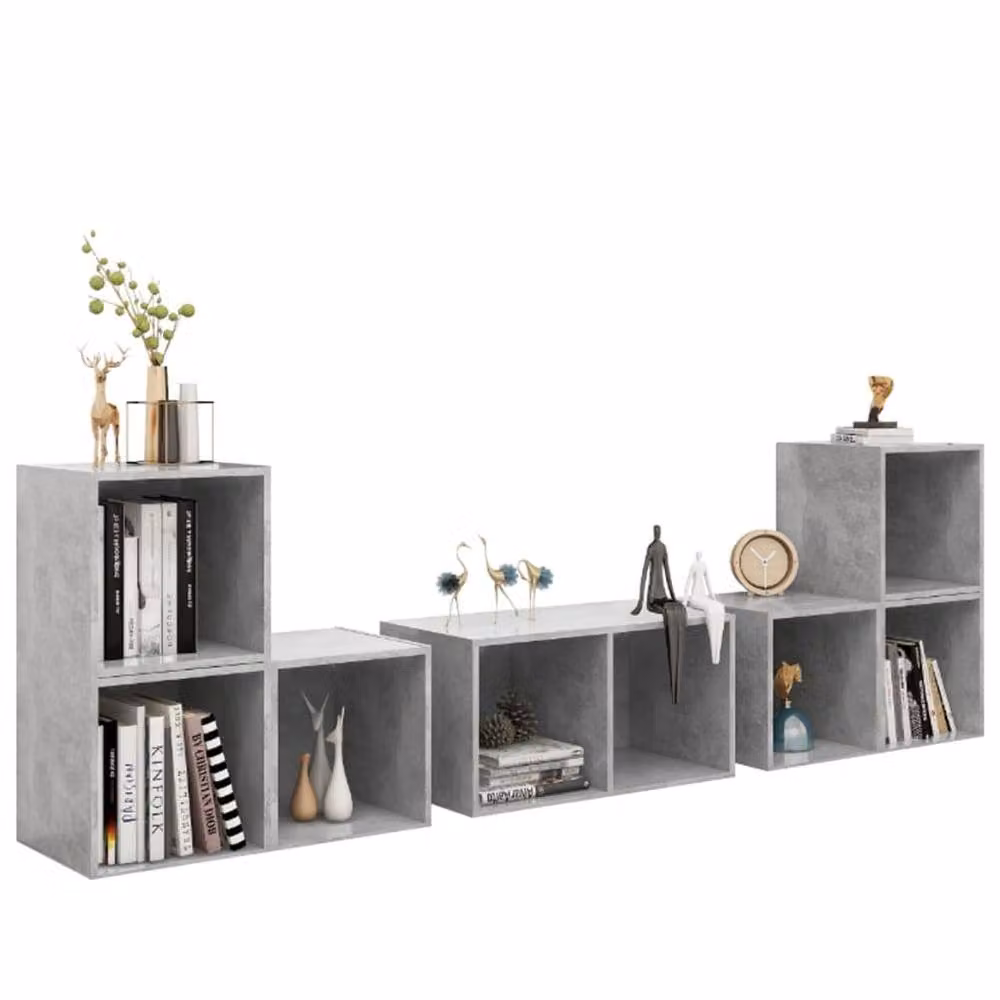 Berkfield Home 6 Piece Classic TV Cabinet Set in Concrete Grey Matt MDF – 3