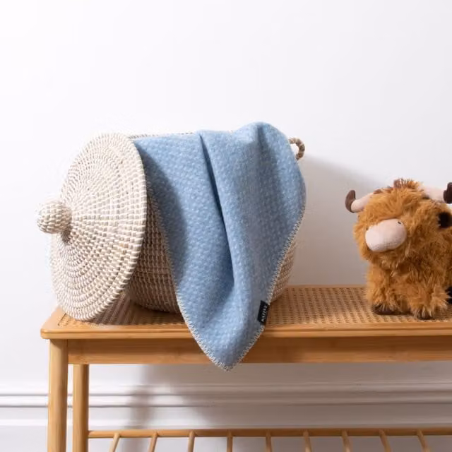 Native Natural Woven Blue Wool Baby Blanket – 1