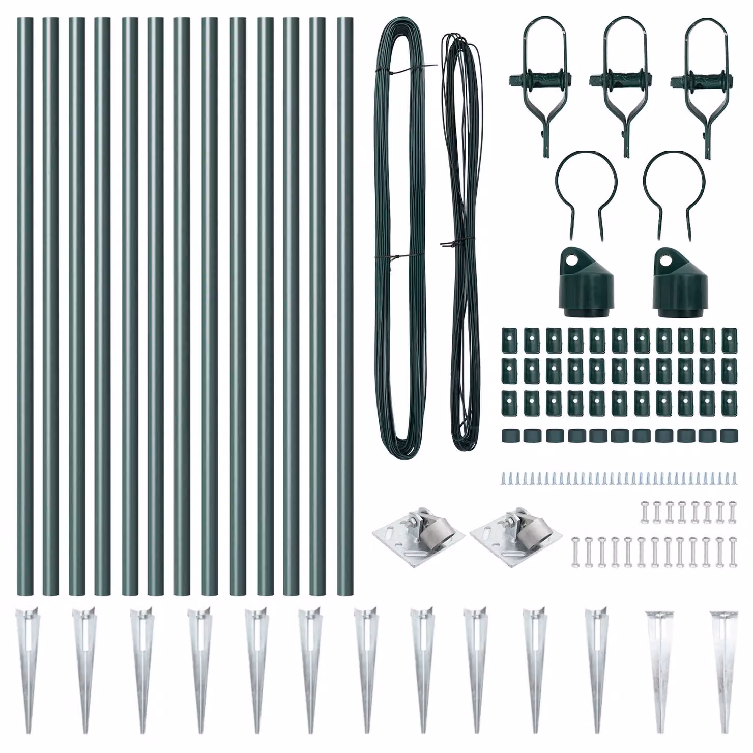 Berkfield Home 13 Piece Galvanised Steel Round Fence Posts with Spike in Green, H: 120 cm, Diameter: 32 mm – 2