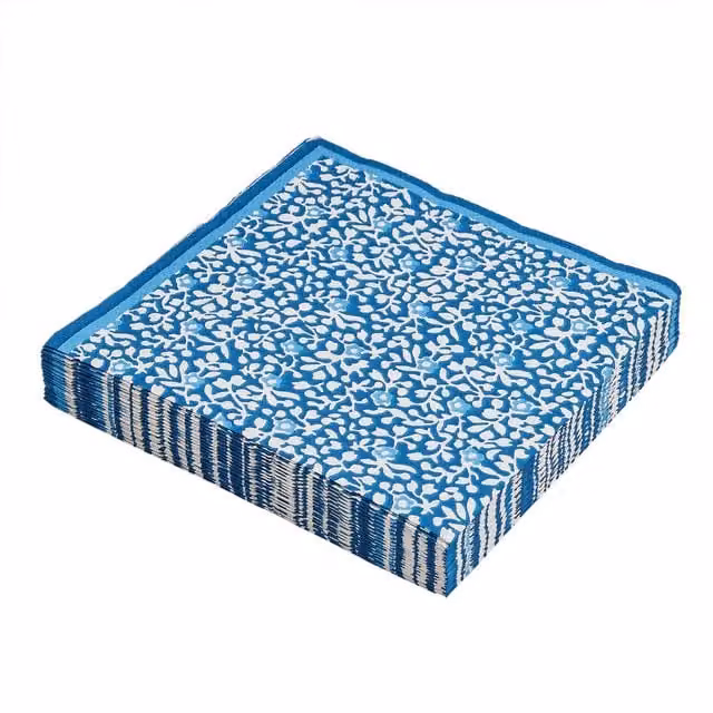 Land & Shore Floral Blue Paper Napkins, Set of 20