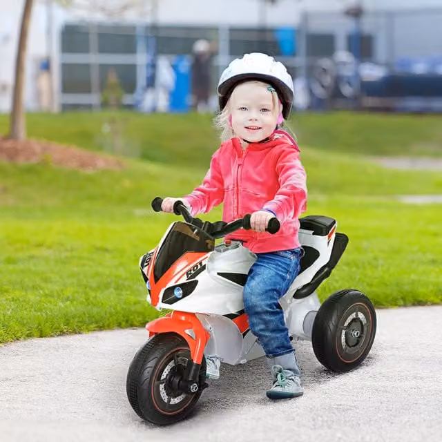 HOMCOM Red Ride-On Police Bike with Music and Lights for 18-36 Months