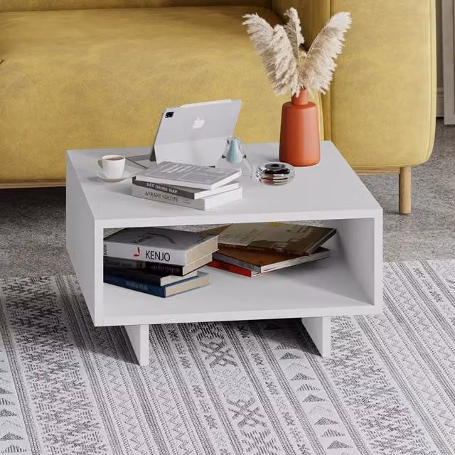 Decortie Hola Modern Multipurpose Coffee Table - White - W/D/H: 60 x 60 x 32 cm
