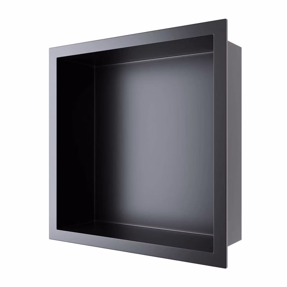 ERGOVEXA Stainless Steel Recessed Bathroom Shower Niche Storage Shelf, Black – 3