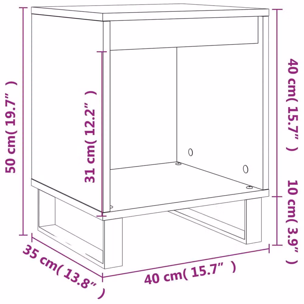 Berkfield Home Set of 2 Modern Bedside Cabinets in Concrete Grey, W/D/H: 40 x 35 x 50 cm – 6