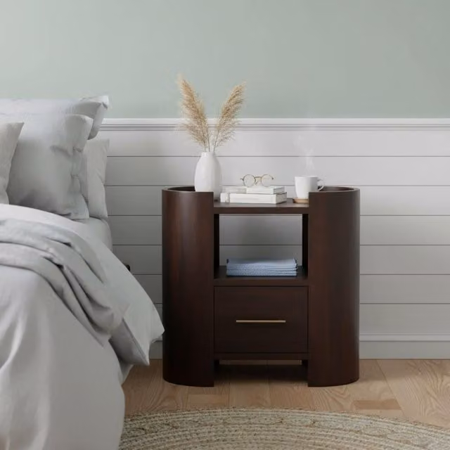 Artisan Furniture Modern Mango Wood Bedside Table in Brown