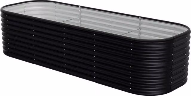 Livingandhome Oval Galvanised Steel Raised Garden Bed, Anthracite