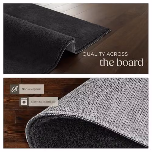 tectake Fluffy Short-Pile Rug in Black, Allergy-Friendly, Washable and Non-Slip, W: 80 cm, D: 150 cm – 5