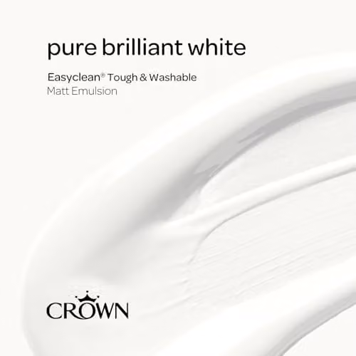 Crown EASYCLEAN Matt Emulsion Wall Paint, White, 2.5L – 2