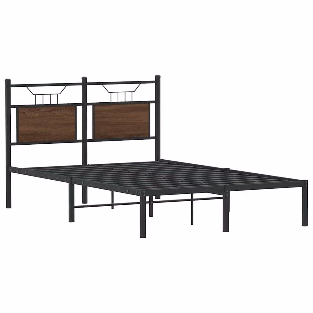 Berkfield Home Small Double Bed Frame in Brown Oak, W/D/H: 120 x 200 cm – 2